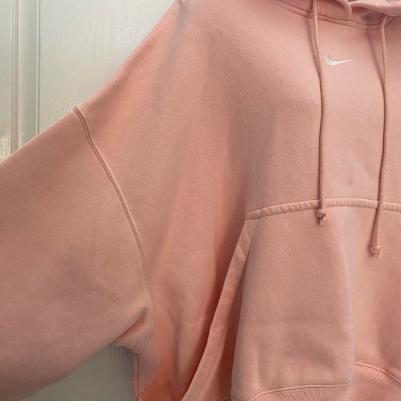 NIKE Pink Dolman Sleeves Oversized Pullover Hoodie L - Picture 2 of 3